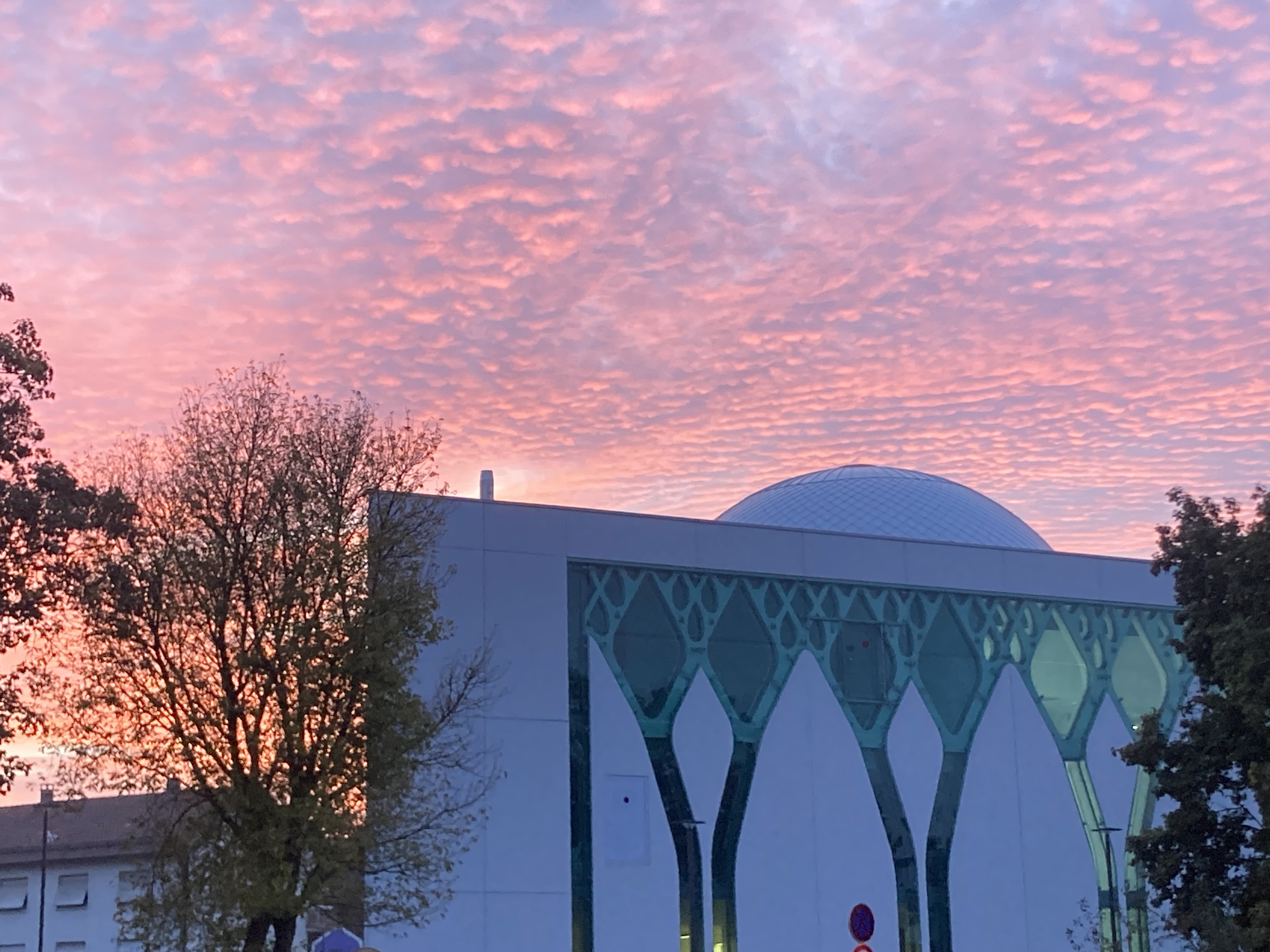 Ciel rose sur la mosquée de Mulhouse